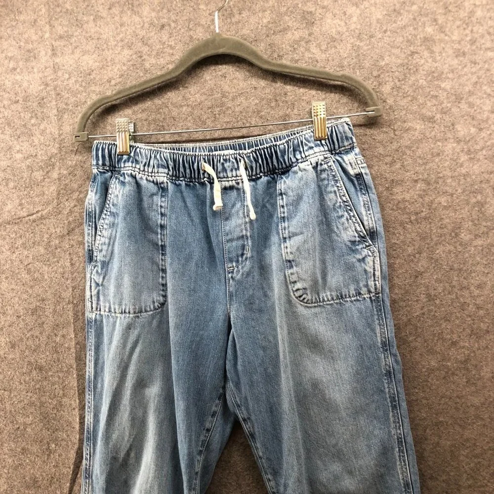 Crewcuts Girls Size 16 Denim Drawstring Pants Blue Pull On Jeans Straight Cotton